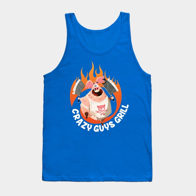 Crazy Guys Grill Pig Tank Top by radbadchad